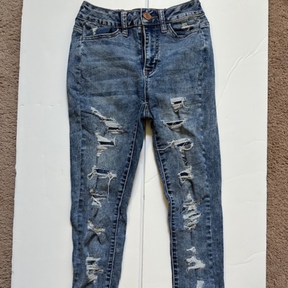 SO women's ultimate jeggings high rise size 0 with holes - Picture 1 of 3